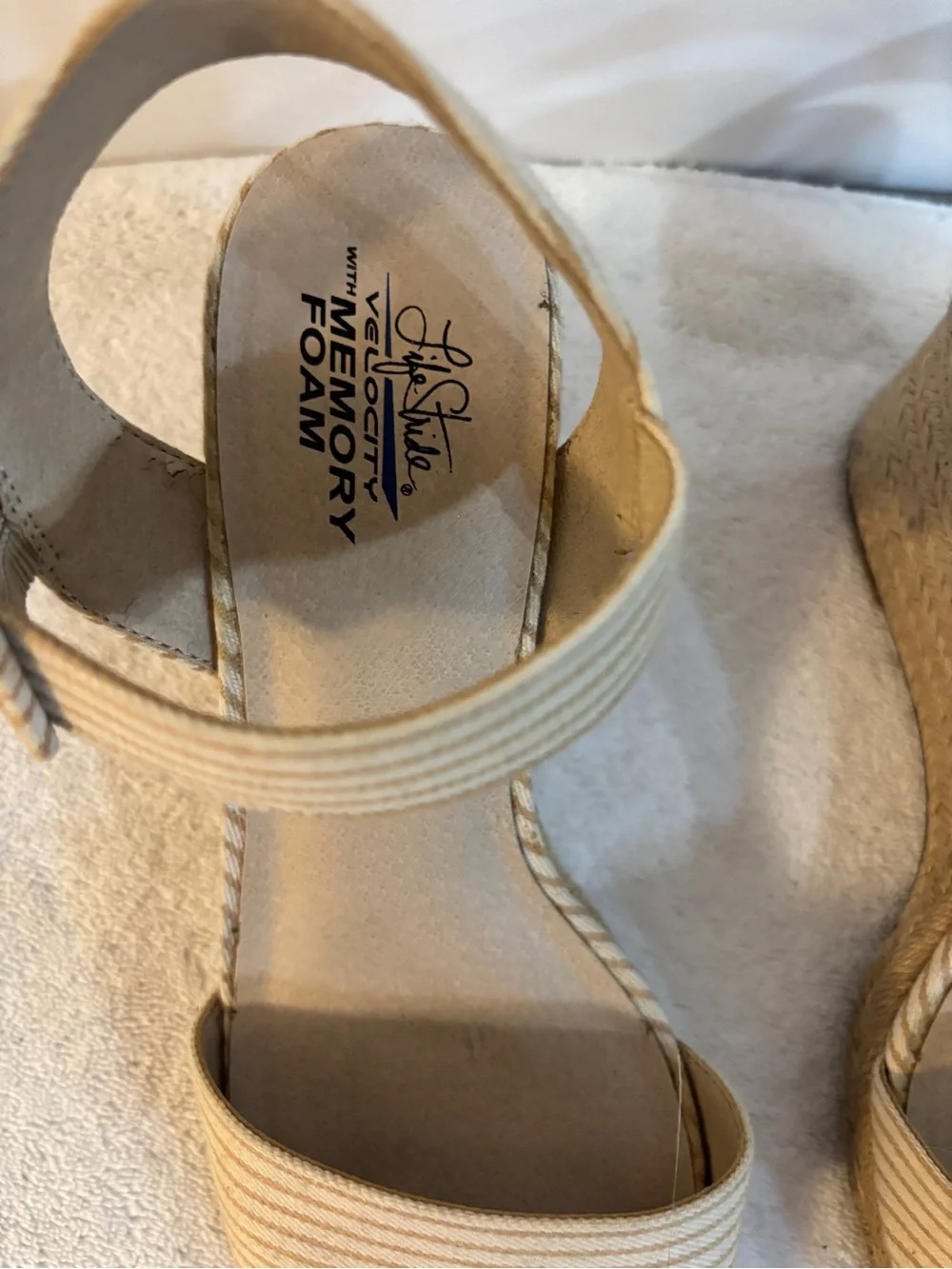 Wedge Espadrille Sandals in Beige Stripe - Women